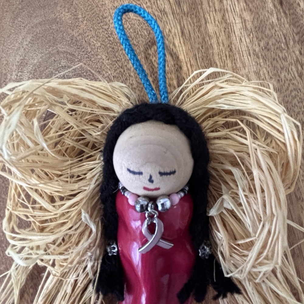 Red Chili Chile Pepper Angel Ornament/Magnet Breast Cancer Awareness Ribbon 5" - Picture 5 of 5